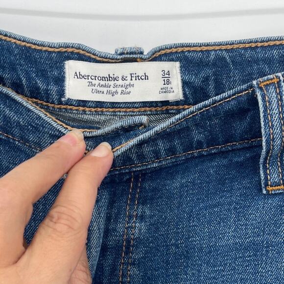 Abercrombie & Fitch Ankle Straight Womens Jeans Sz 18 Distressed Y2K High Rise - Picture 9 of 10